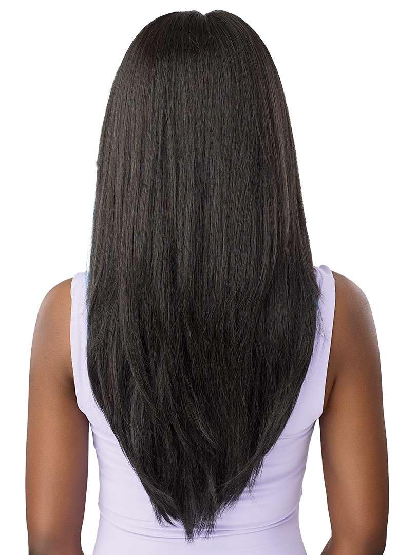Outre Airtied 100% Fully Hand-Tied Wig - Human Hair Blend - Soft Yaki 24" (1B/DRFF JADE BLUE) - Image 7