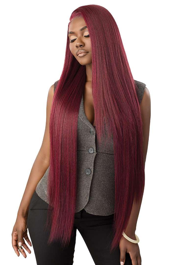 Outre Lace Front Wig - Perfect Hair Line 13X6 - NUEBLEND - Human Hair Blend - Straight 40" (AUBURN) - Image 4